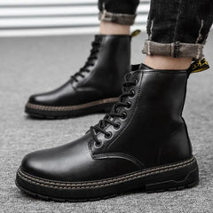 Autumn Martin Boots High Top Fashion Boots Popular Military Boots British Style Black Men's Leather Boots