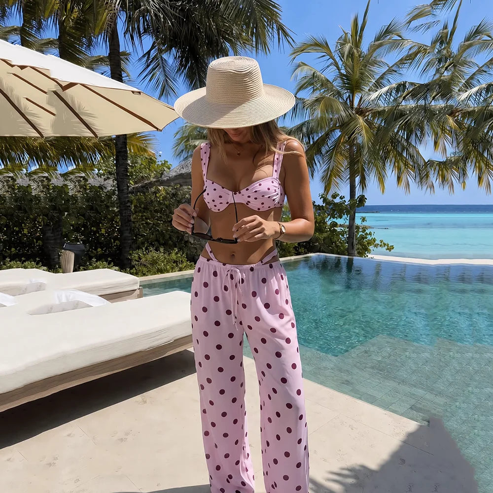 Polka Dot Bikini with Cover-Up Dress