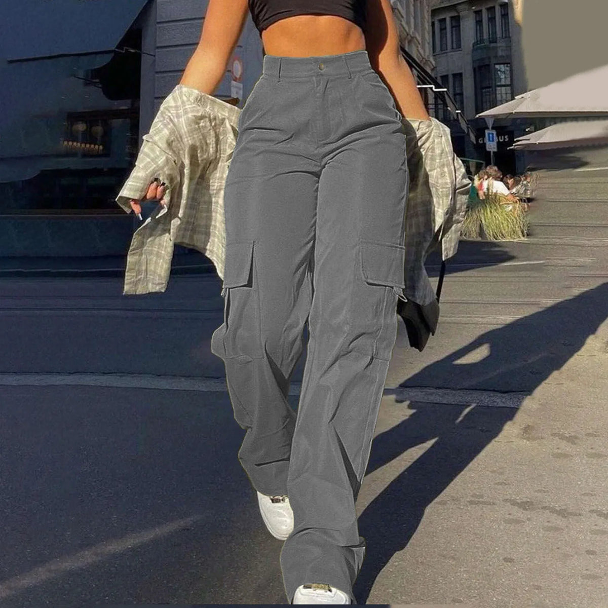 Women's Cargo Pants with Relaxed Legs and Large Side Pockets