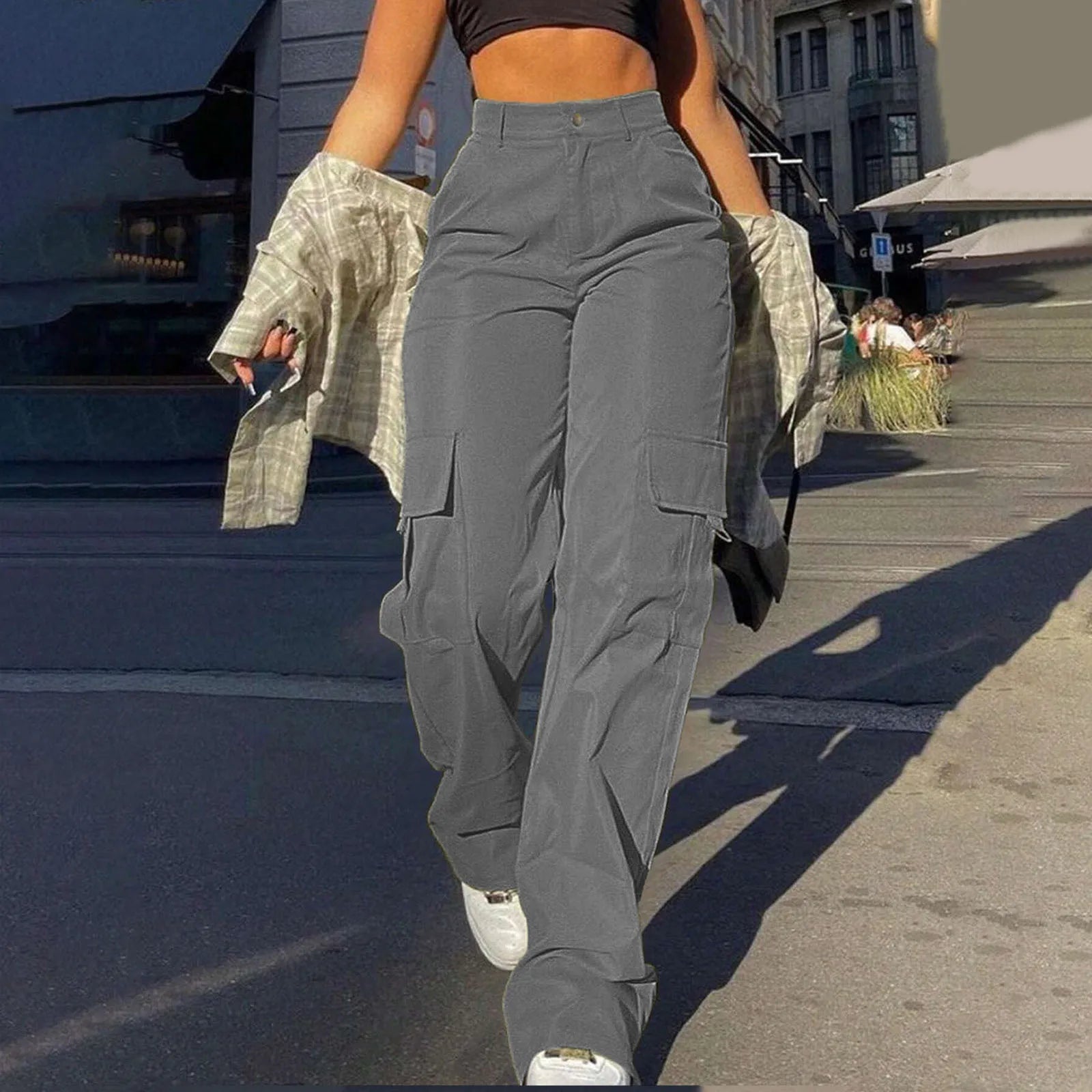 Women's Cargo Pants with Relaxed Legs and Large Side Pockets