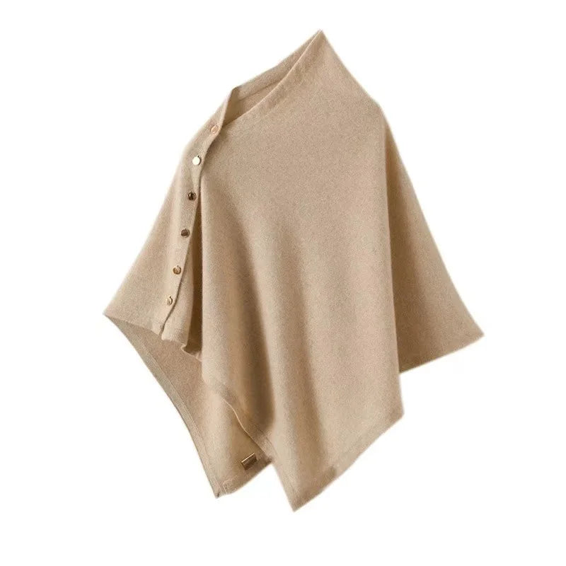 Asymmetric Side Button Poncho for Layering over Outfits