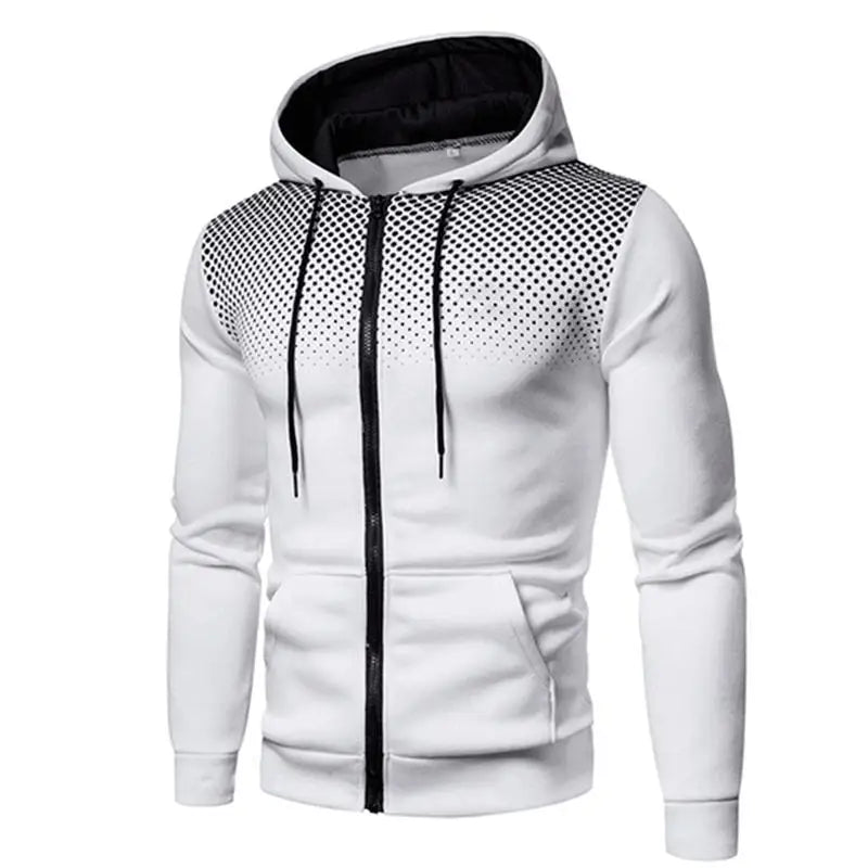 Men's Zip-Front Drawstring Hooded Casual Jacket
