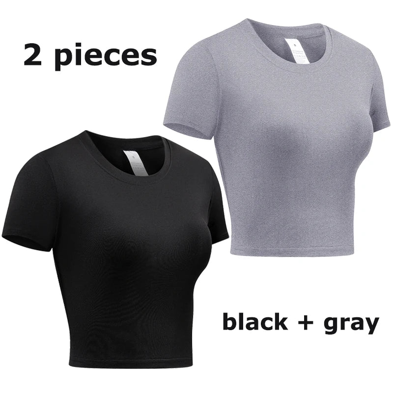 Women's Crew Neck Fitted Short Sleeve T-shirt For Workout Outfits
