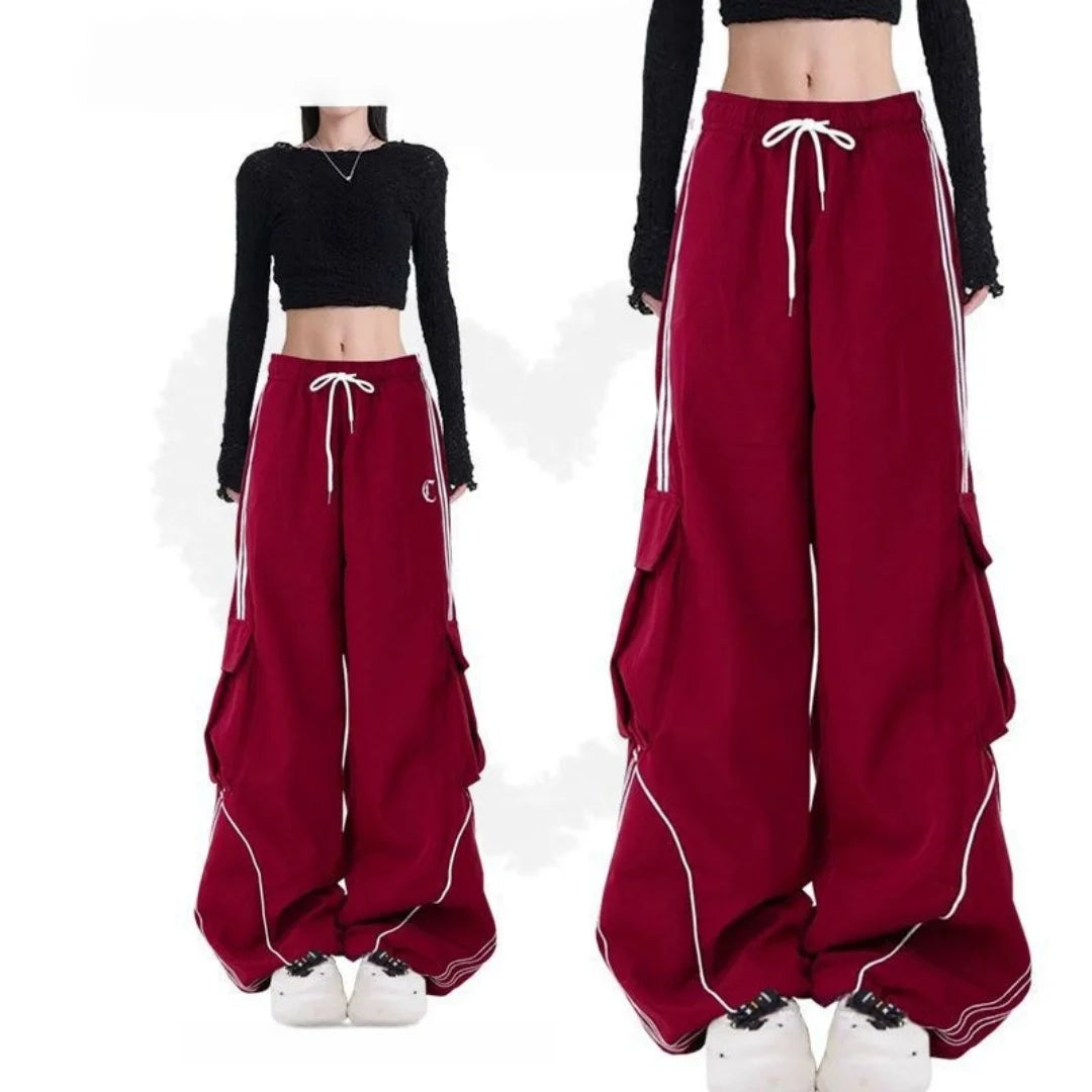 Full Length Wide Leg Casual Cargo Pants with Pockets