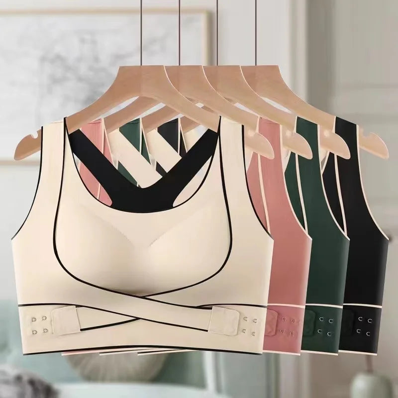 Women's Side Clasp Scoop Neck Cutout Back Sports Bra