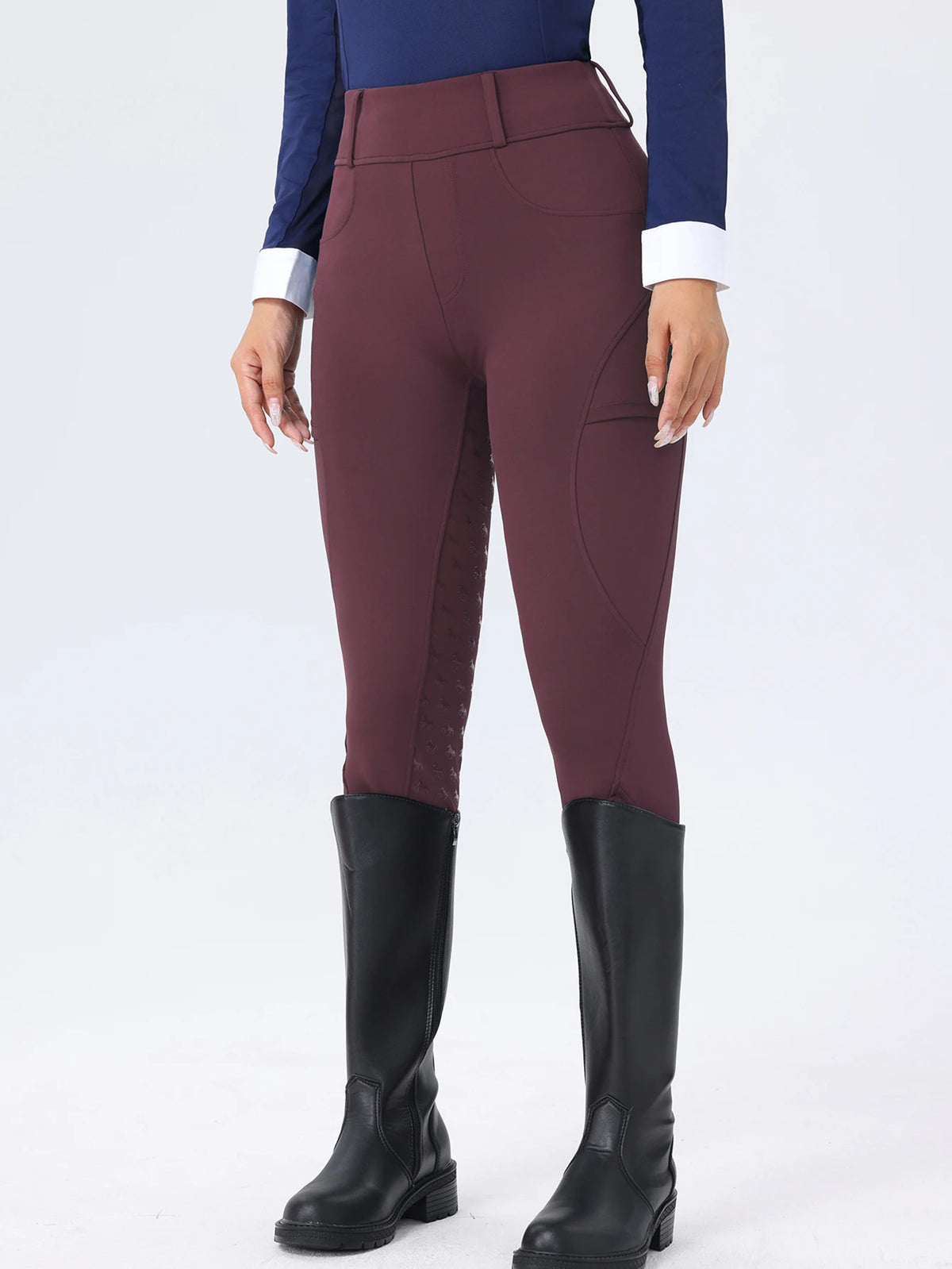 Women's Fitted Riding Pants with Pockets and Grip Panel Style Options