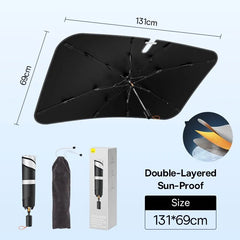 Car Windshield Double-Layered Sun Shade Foldable Handle Car Sun Shade Umbrella Cover UV Protection Window Sun for Auto