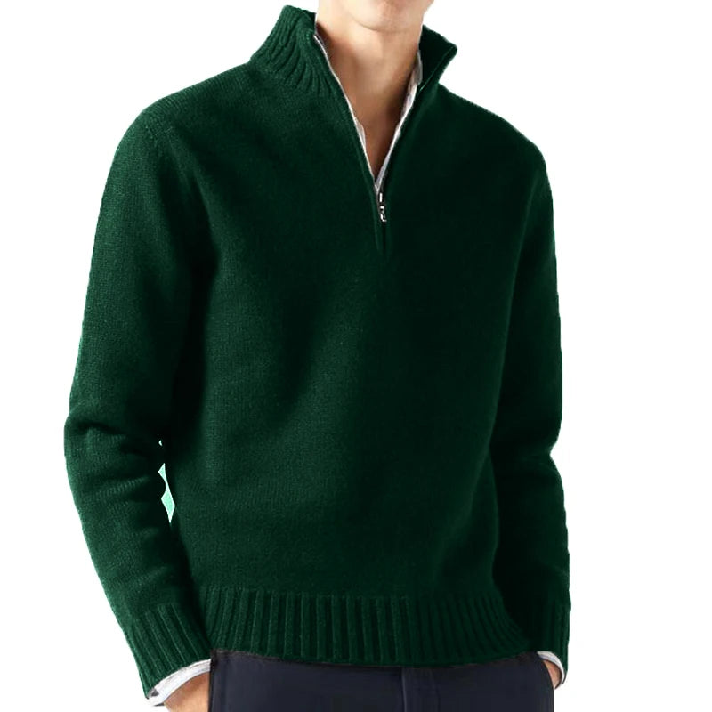 Men's Quarter Zip Long Sleeve Knit Sweater