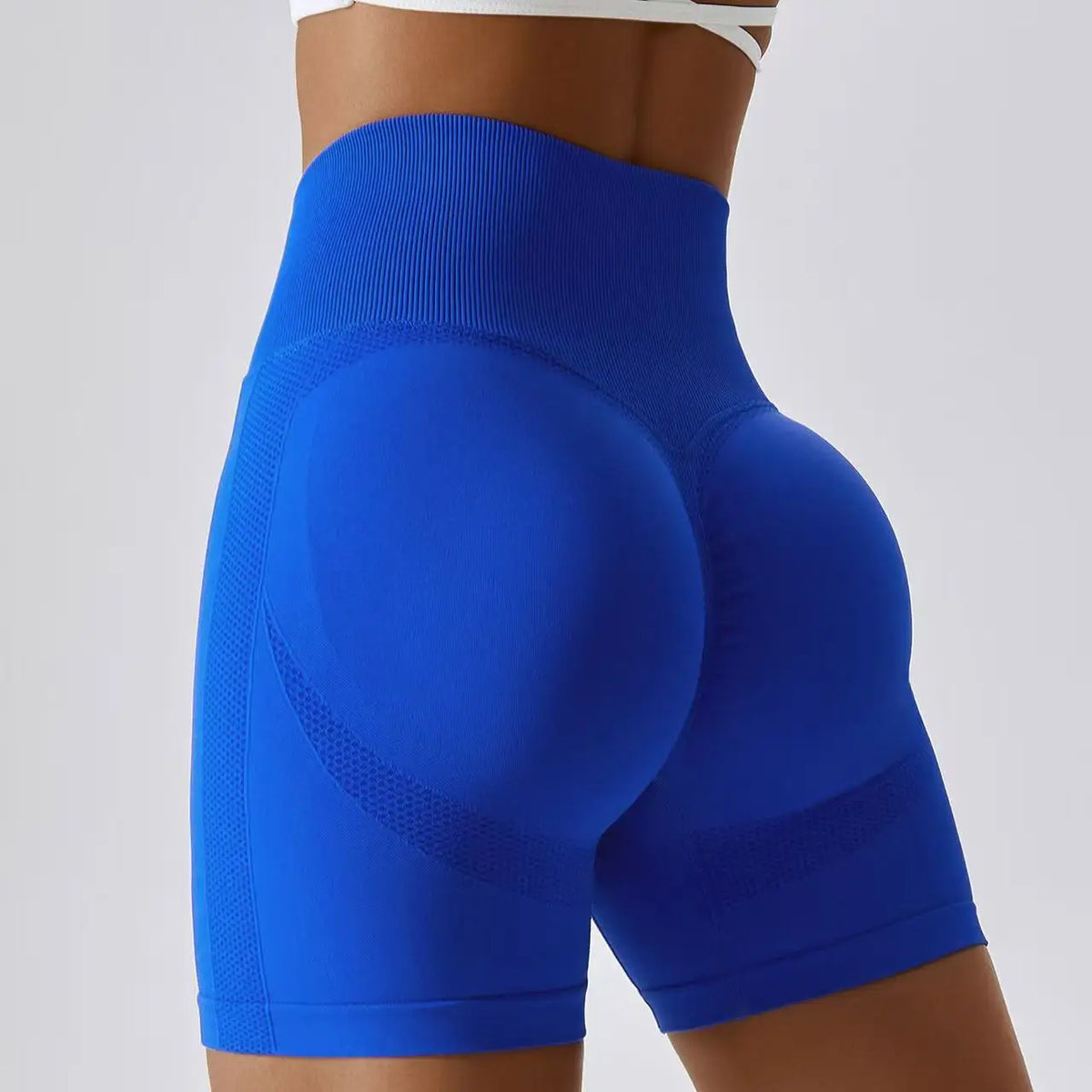 Women's High Waist Nylon Blend Shorts with Contour Knit Panels