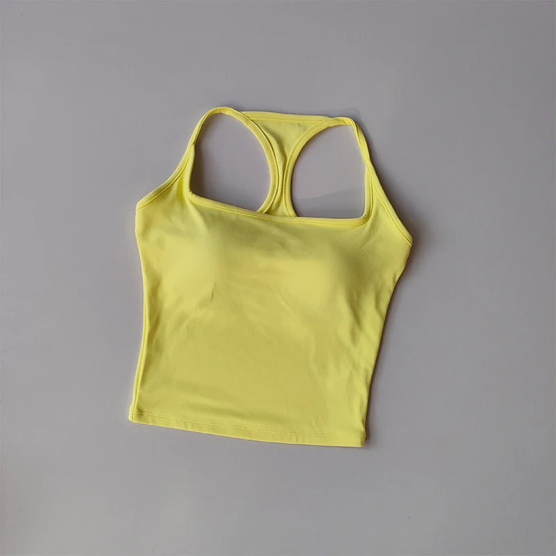 Women's Wide Strap Longline Sports Tank Top For Workout Outfits