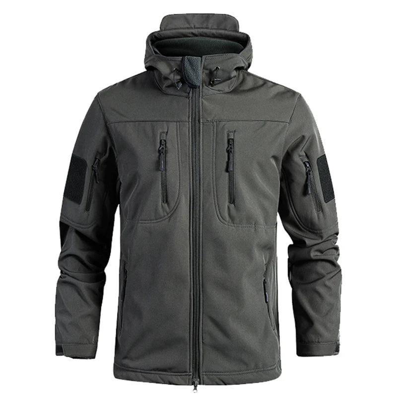 Men's Hooded Zip Front Multi Pocket Jacket