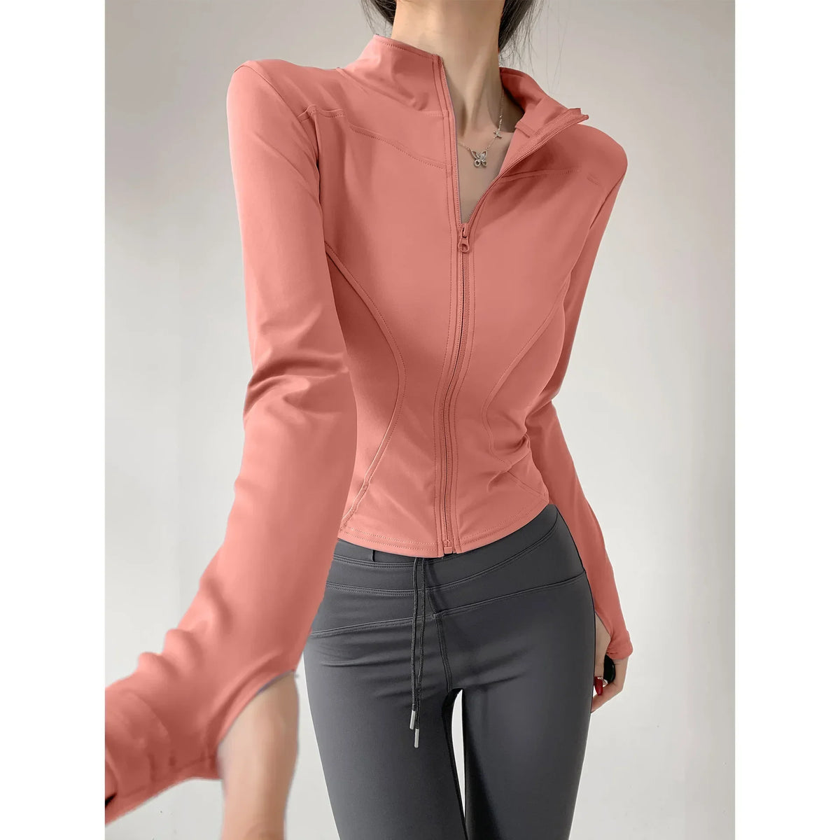 Slim-Fit Long-Sleeve Zip-Front Yoga Jacket