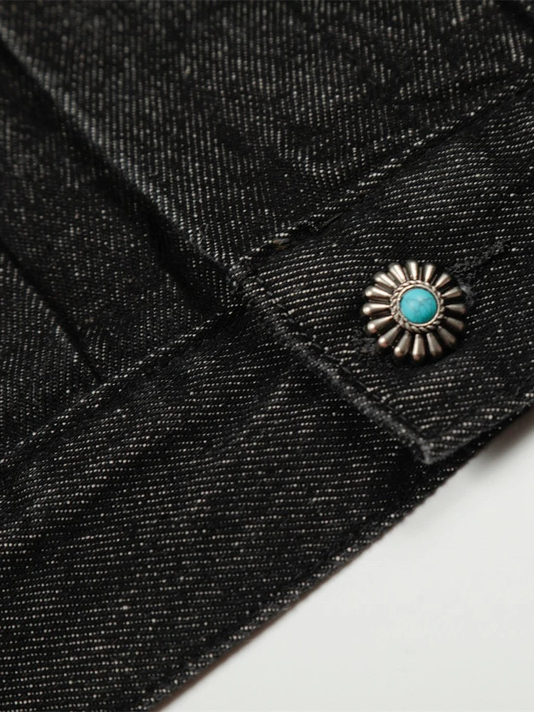 Long Sleeve Button Front Casual Denim Streetwear Jacket