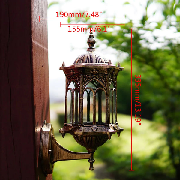 Antique Exterior Wall Light Fixture Aluminum Glass Lantern Outdoor Garden Lamp Porch Light Outdoor