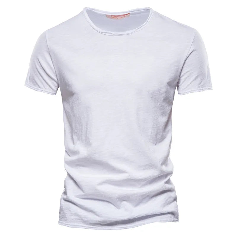 Men’s Cotton Knit Crew-Neck T-Shirt with Short Sleeves