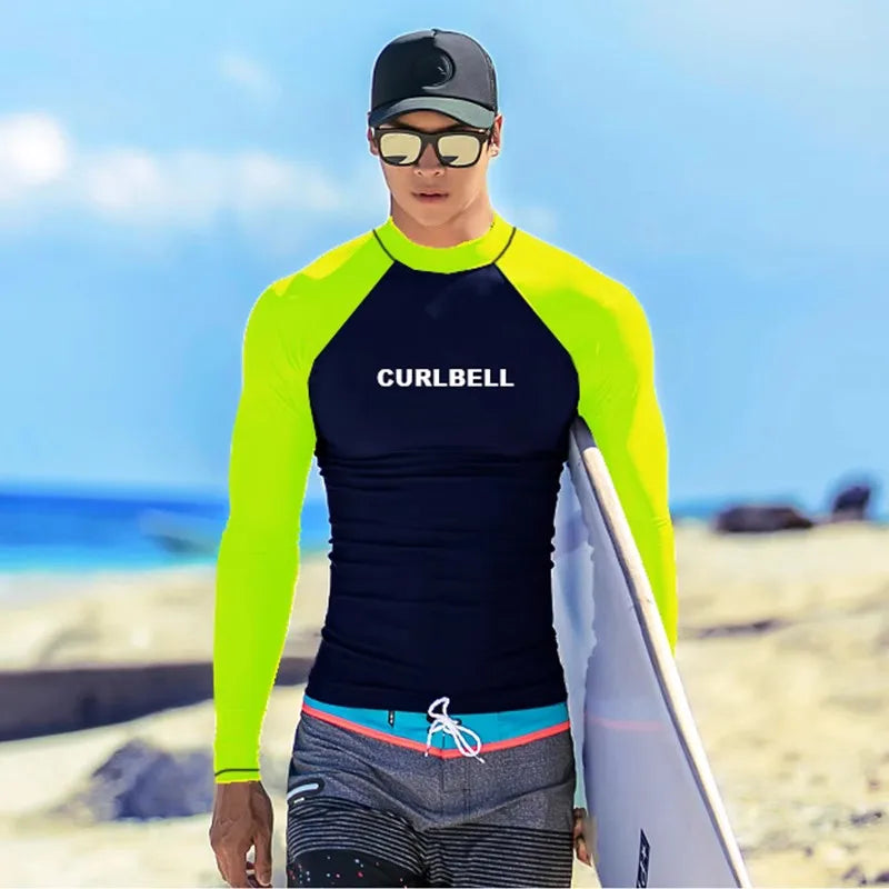 Men's Long Sleeve Rash Guard with Swim Bottom Options