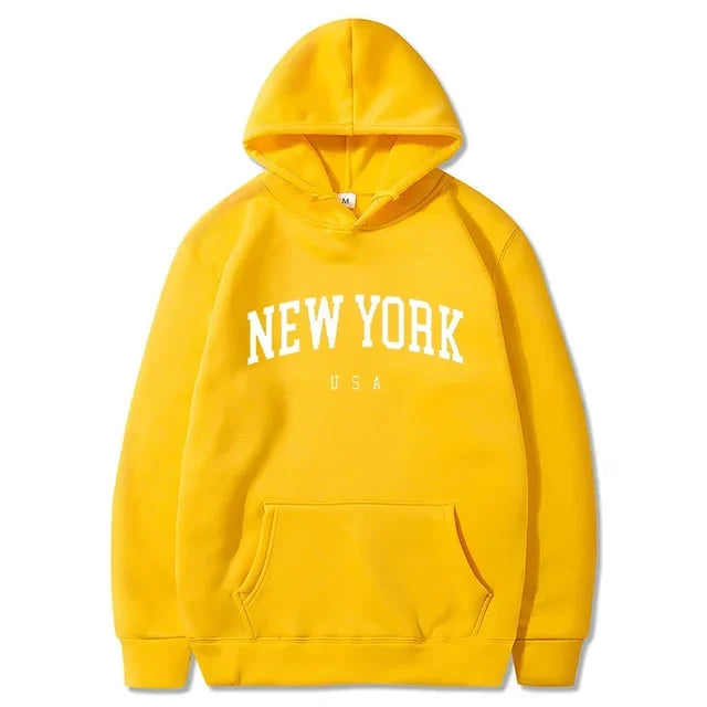 New York Letter-Print Long-Sleeve Pullover Hoodie