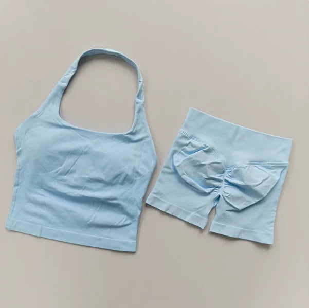 Women's Halter Tank And Shorts Yoga Set For Workout Outfits