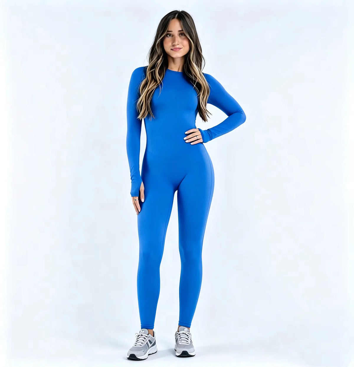 Women's Open Back Nylon Blend Workout One Piece with Sleeve and Length Options
