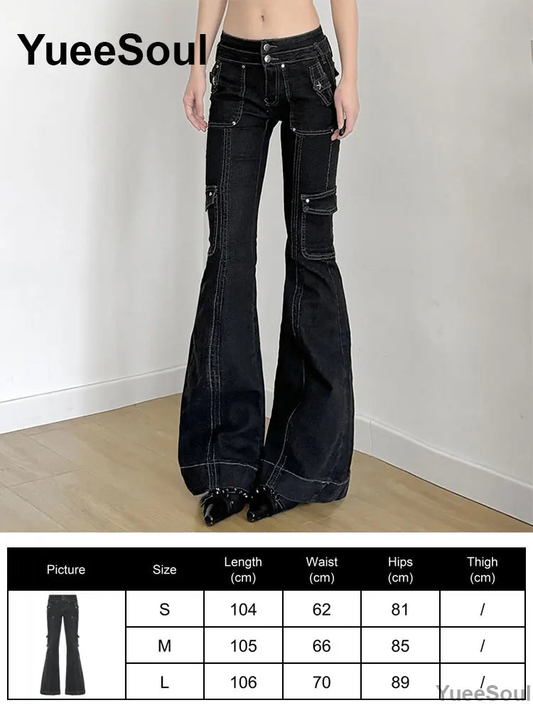 Women's Black Gothic Pants with Flared and Wide Leg Style Options