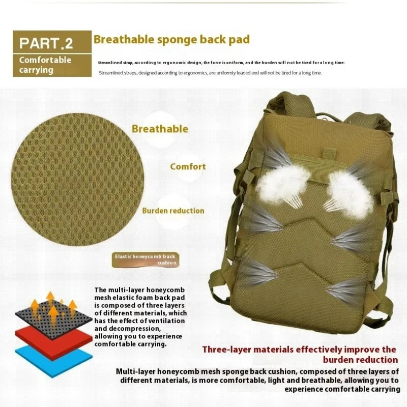 Outdoor Backpack with Webbing and Multiple Exterior Pockets