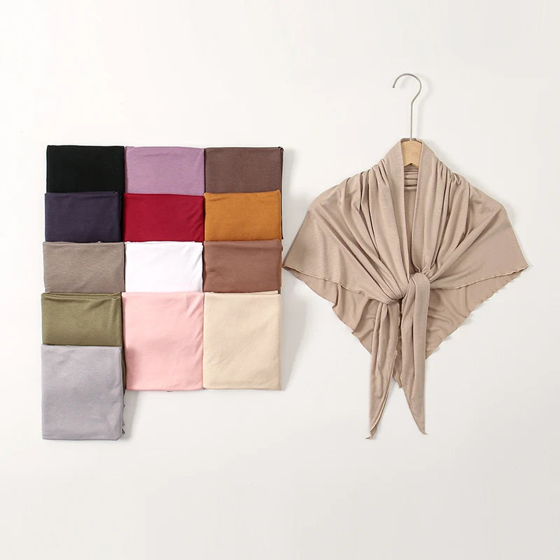 Solid Triangle Head Scarf with Tie Back Styling