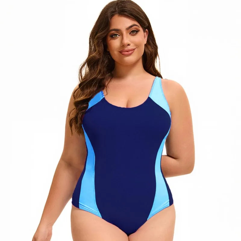 Women's Colour Block Cross Back Strappy One Piece Swimsuit