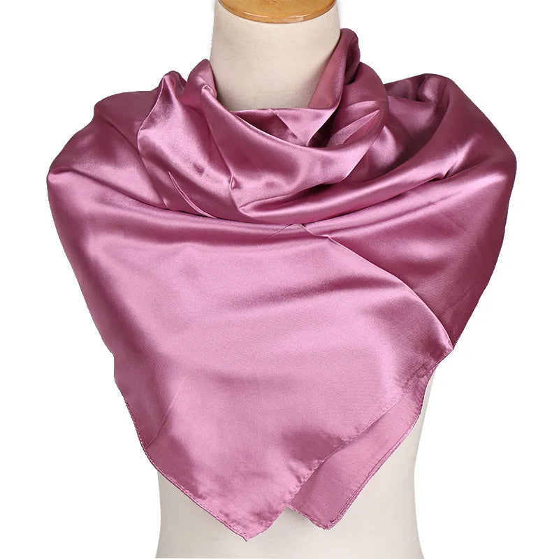 Solid Square Scarf with Smooth Satin Style Finish