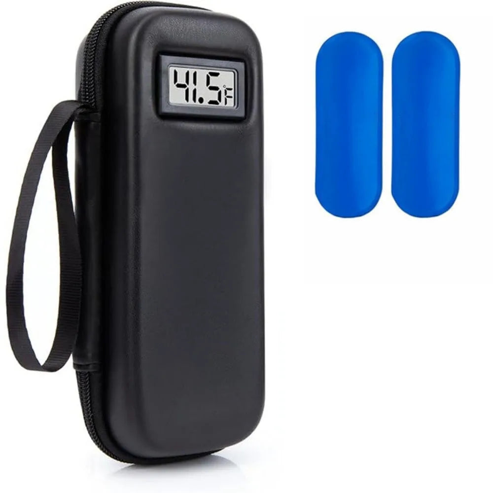 Insulin Cooler Travel Case °C/°F Waterproof Insulin Cooling Bag with Thermometer Display Medicine Organizer Bag for Diabetics