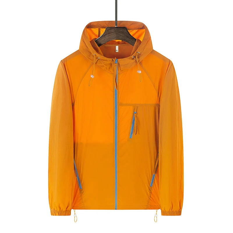 Hooded Long Sleeve Full Zip Outdoor Hiking Jacket with Pockets