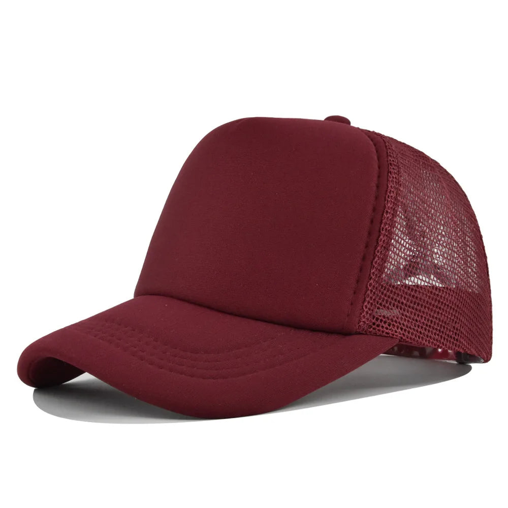 Plain Mesh Trucker Cap with Curved Brim Shape