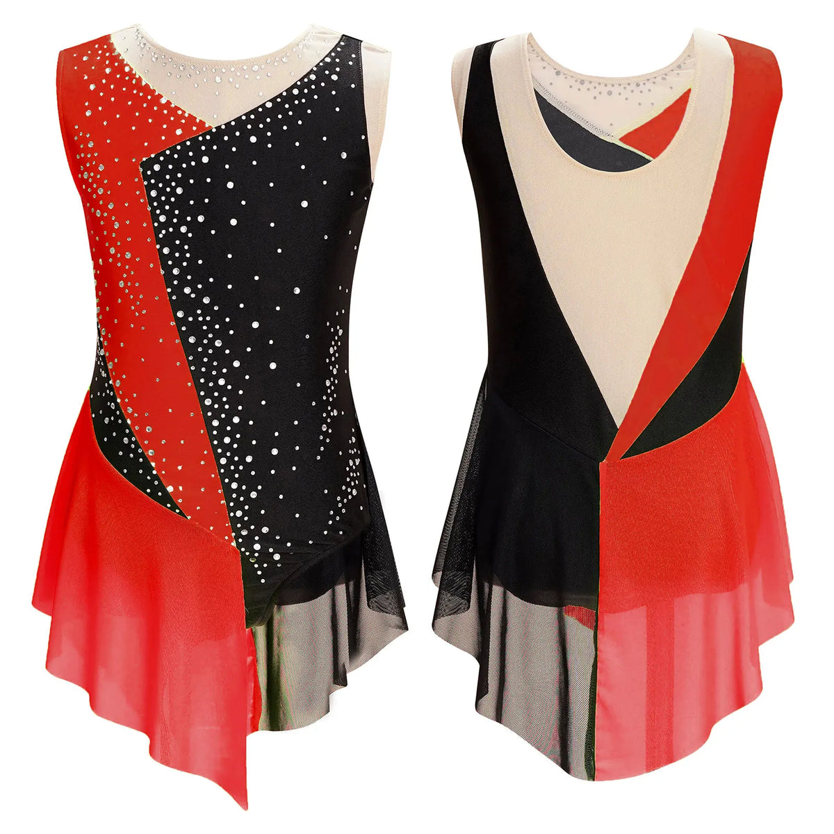 Girls' Lyrical Dance Costume Styles with Rhinestones and Skirted Outfit Options
