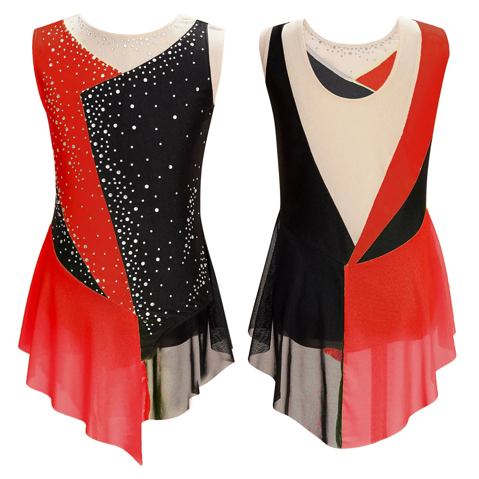 Girls' Lyrical Dance Costume Styles with Rhinestones and Skirted Outfit Options