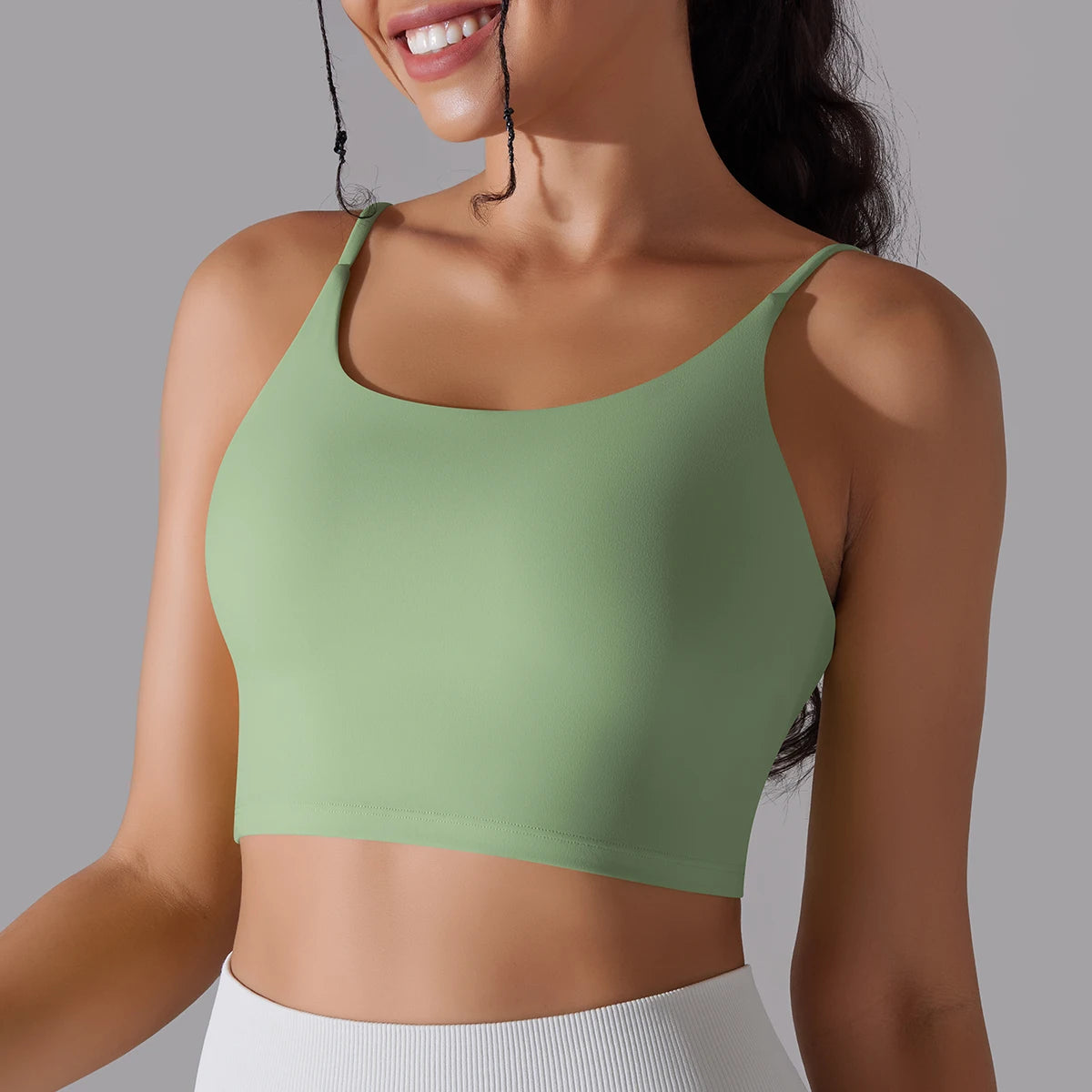 Women's Nylon Blend Sports Bra with Double Back Straps and Padding