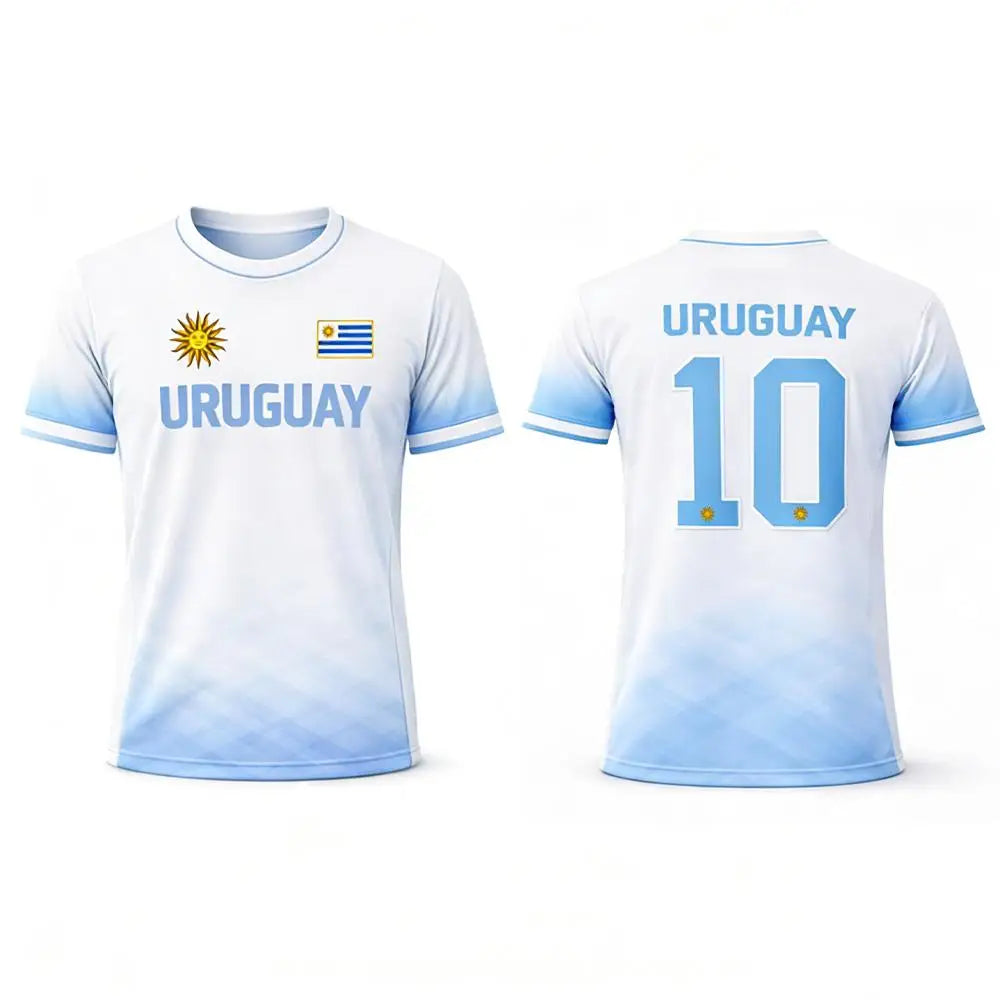 Uruguay Flag Football Short Sleeve Jersey For Sports Outfits