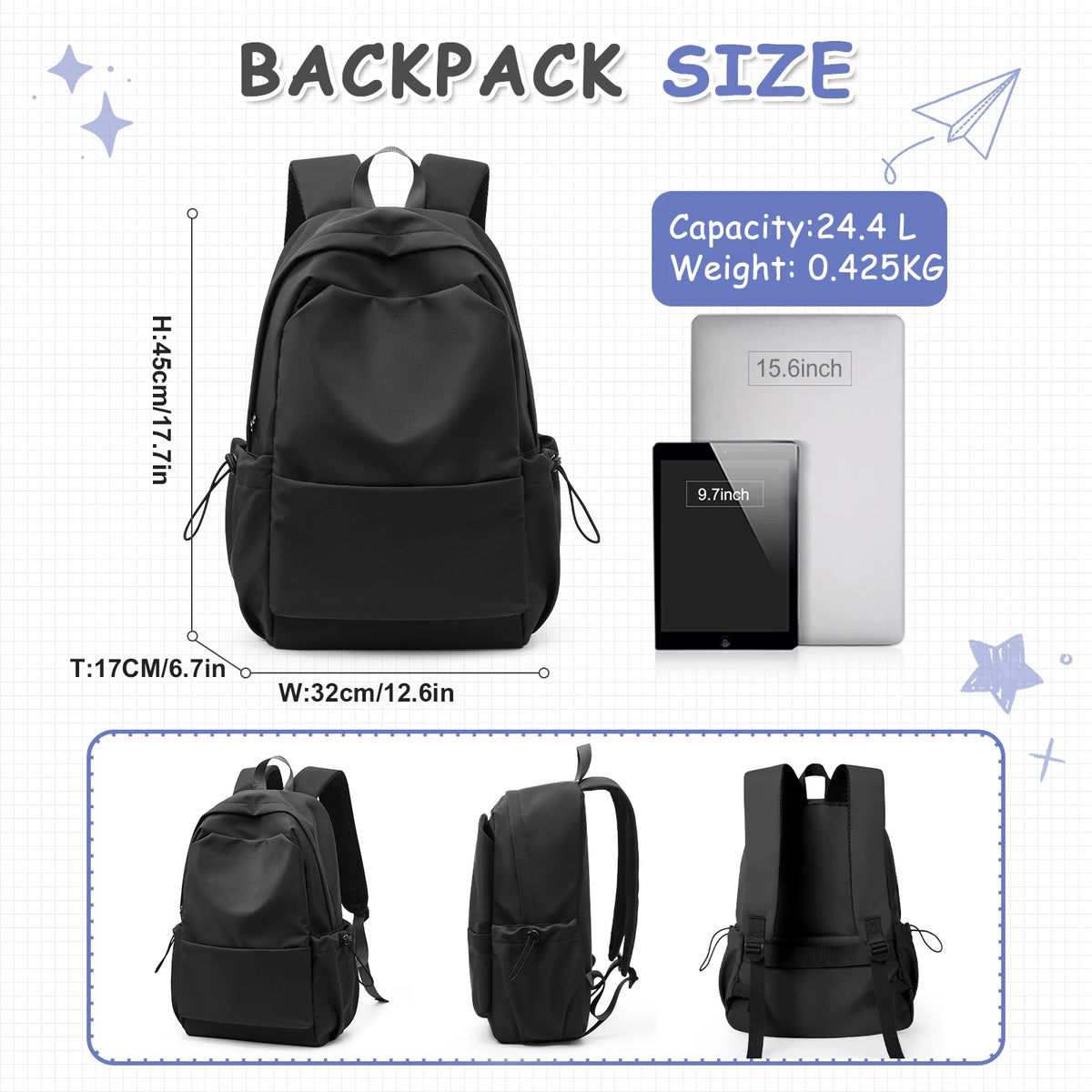 Casual Student Backpack with Front Pocket for Campus and Daily Carry