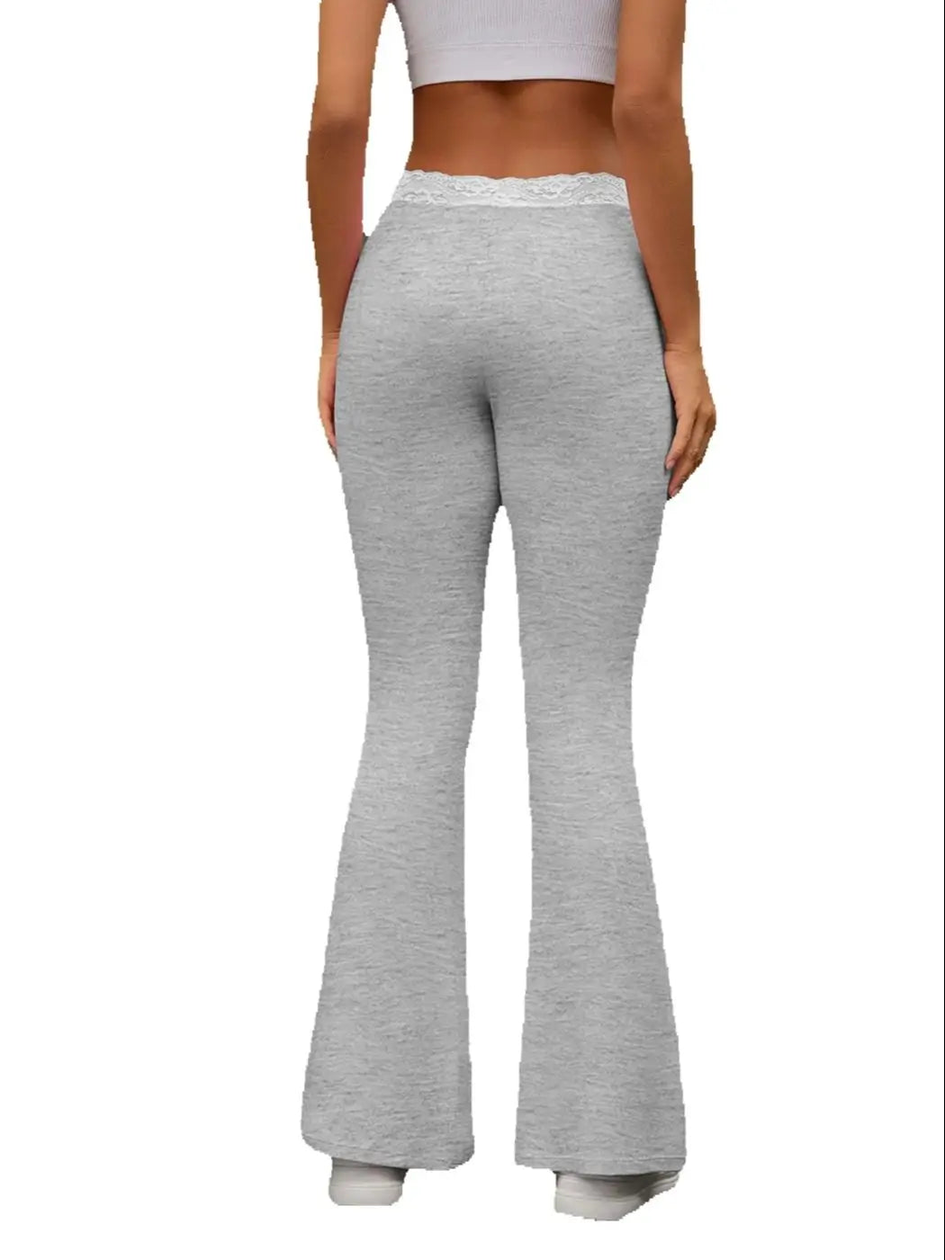 Women's Ribbed Flared Workout Pants with Fitted Upper Legs for Casual Activewear