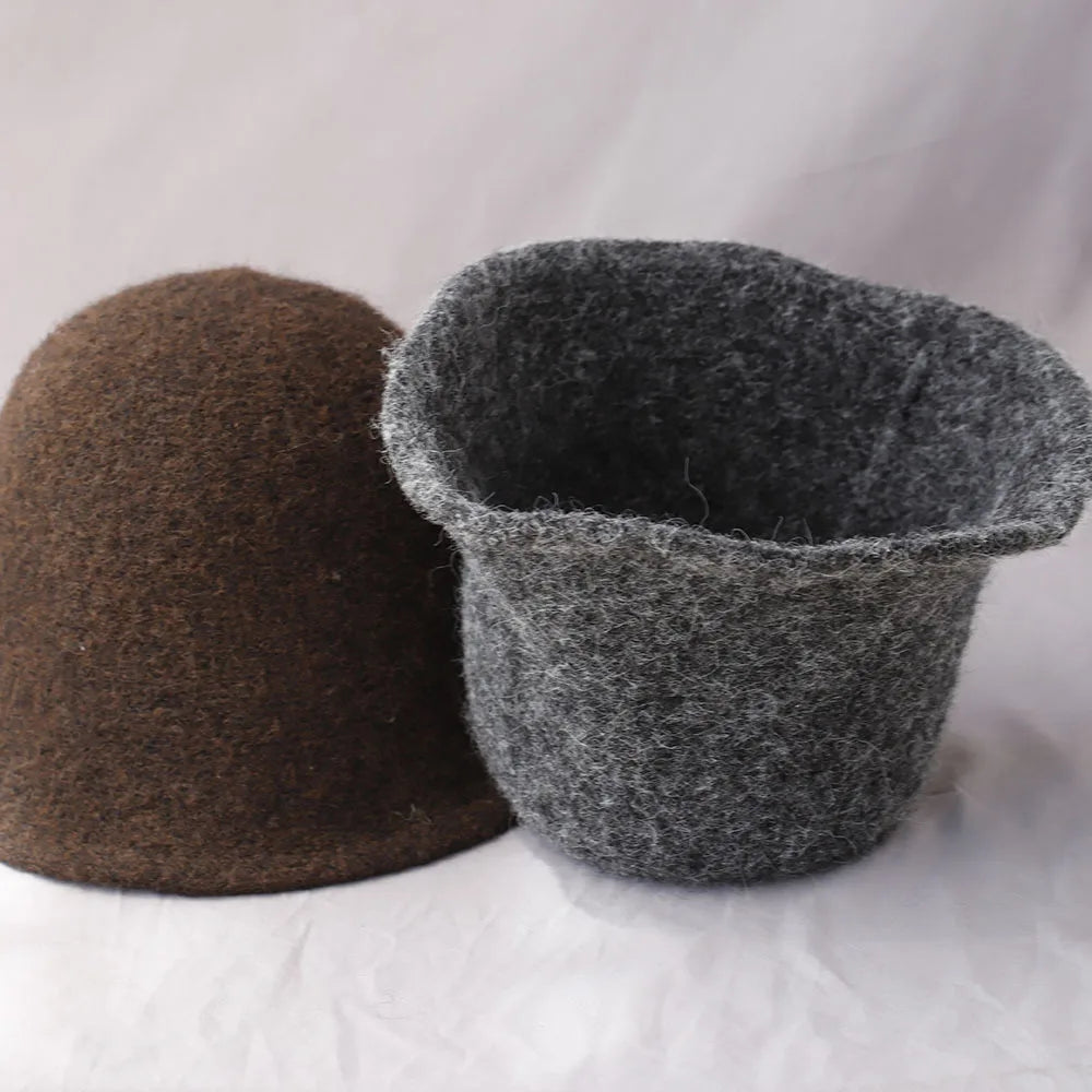Plush Bucket Hat with Rounded Crown and Short Brim