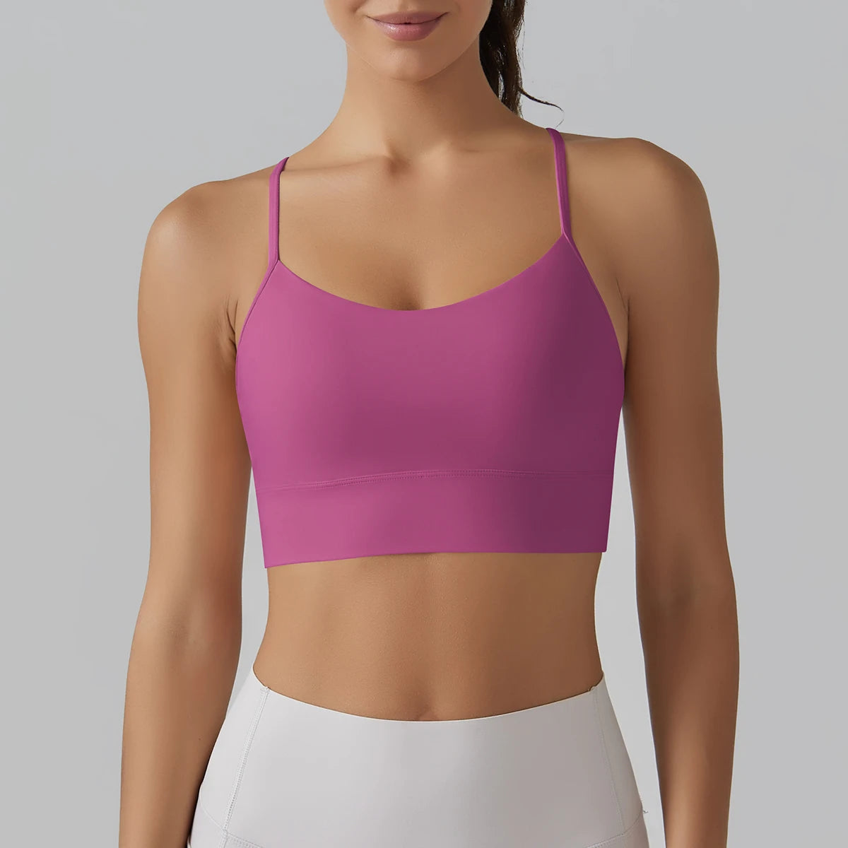 Women's Nylon Blend Y Back Sports Bra with a Fitted Stretch Shape