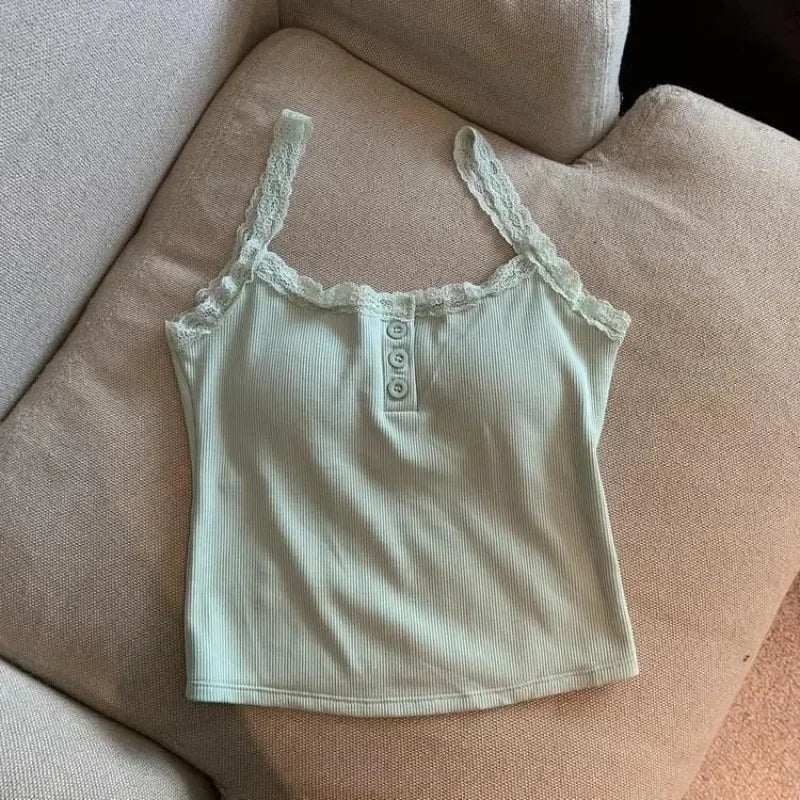 Women's Padded Knit Camisole with Lace Trim and a Fitted Shape