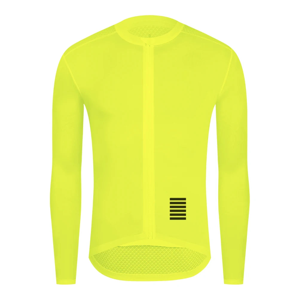 Men's Long Sleeve Cycling Jersey with Full Zipper and Pockets