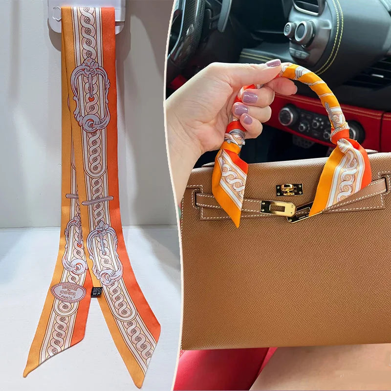 Printed Skinny Scarf for Neck and Bag Handle Styling