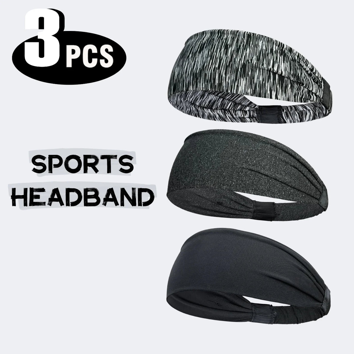 Elastic Sports Headband with Wide Fabric Band for Hair Control