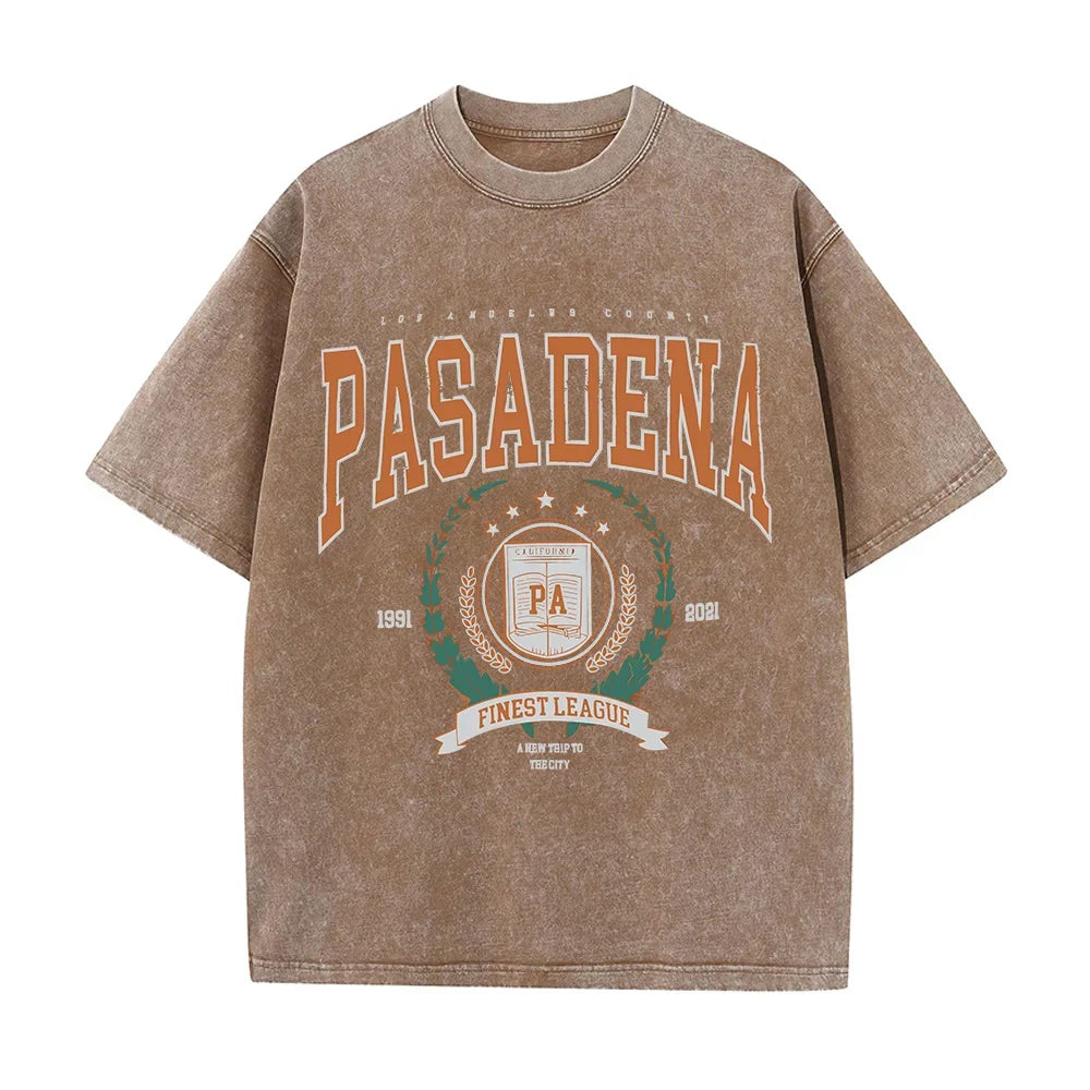 Summer Unisex Washed Cotton T-shirt with Fashionable Design and Printed Top Loose and Worn Round Neck Streetwear
