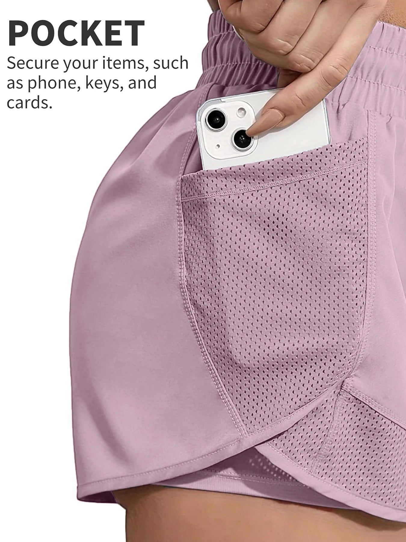 Women's Two Layer Polyester Running Shorts with a Drawstring Waist
