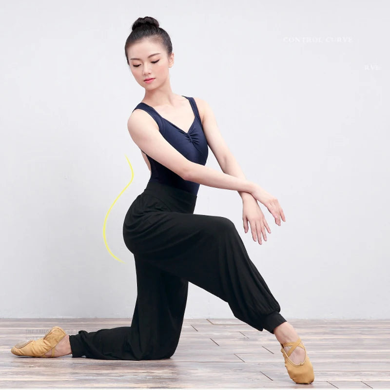 Women's Wide Leg Dance Pants with Flowing Palazzo Shape for Movement Practice