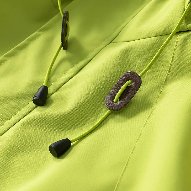 Hooded Zip-Up Windbreaker Jacket with Adjustable Cuffs for Outdoor Wear
