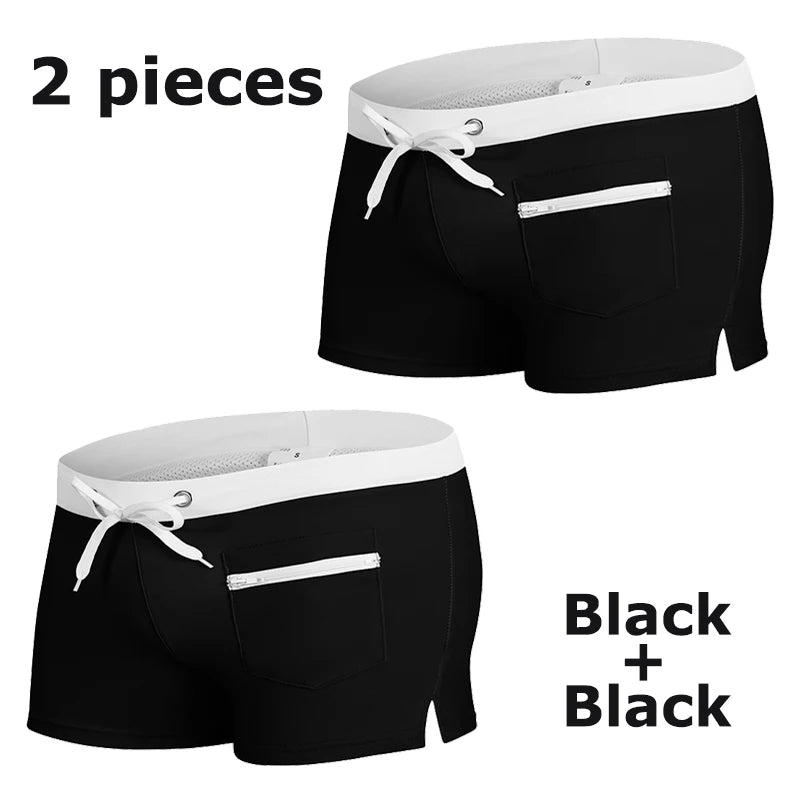 Men's Swim Shorts with Mesh Liner and Zipper Pocket for Beach and Pool Wear