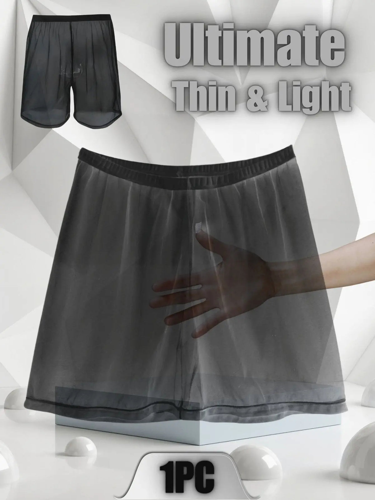 Men's Sheer Elastic Waist Straight Hem Short Lounge Sleep Shorts