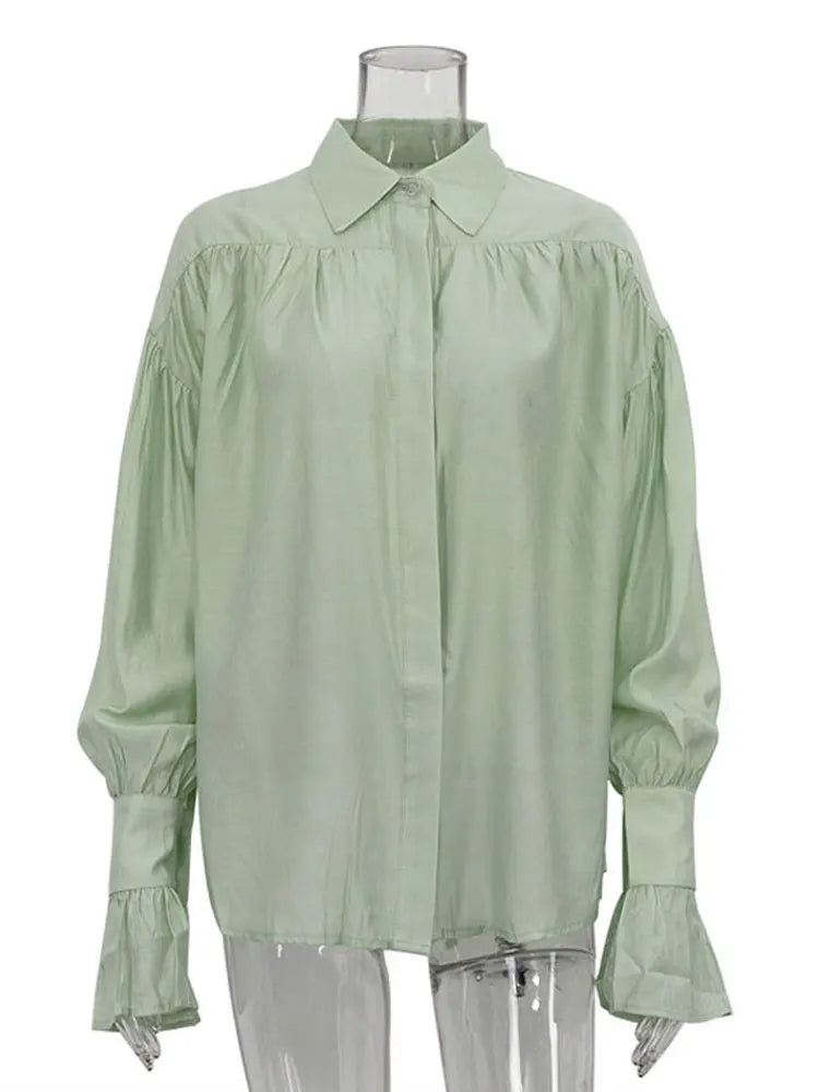 Women's Loose Flared Cuff Long Sleeve Blouse